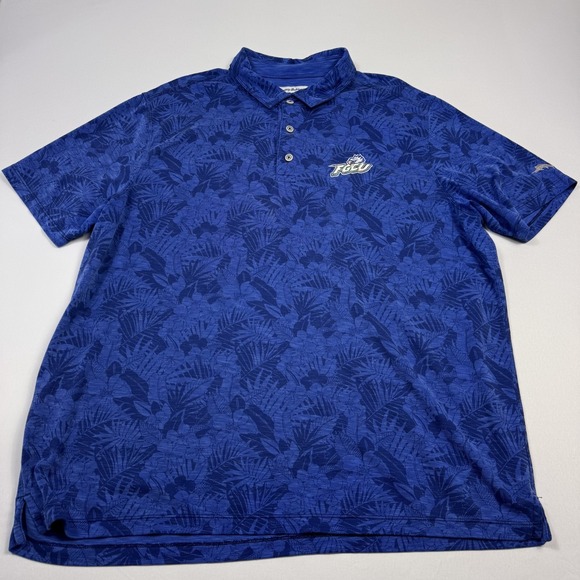 Tommy Bahama Florida Gulf Coast Polo Shirt Hawaiian Floral NCAA Blue Men's 2XL - Picture 2 of 13